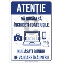 Va Rugam Inchideti Toate Usile Nu Lasati Bunuri Inauntru
