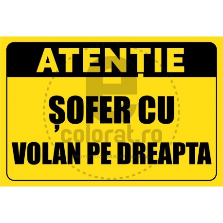 Atentie Sofer cu Volan pe Dreapta
