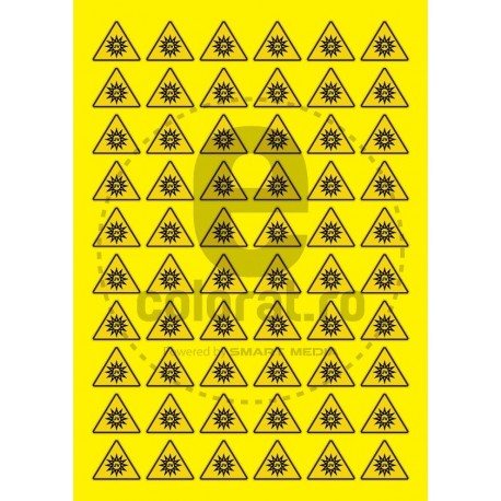 Sticker Atentie Radiatii UV - Set 60 Bucati - eticheta de 3 cm x 2.5 cm / buc