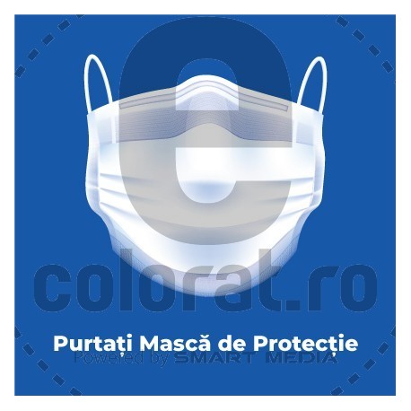 Sticker Purtati Masca de Protectie - Patrat