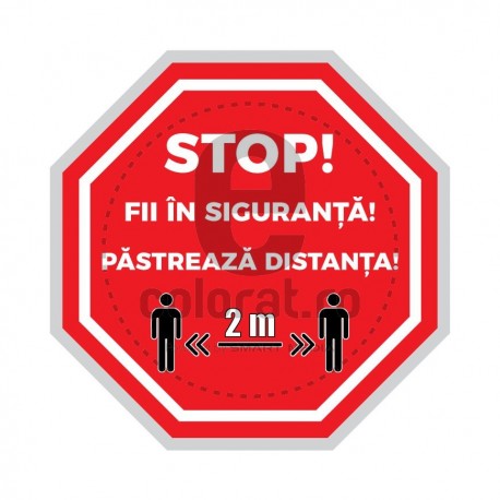 Stop Fii In Siguranta Pastreaza Distanta 2 m v814 Floor Graphics