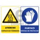 Semn Mixt Atentie Suprafata Fierbinte Purtati Manusi De Protectie