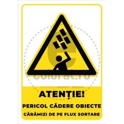 Atentie Pericol Cadere Obiecte Caramizi de pe Flux Sortare