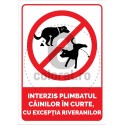 Interzis Plimbatul Cainilor In Curte Cu Exceptia Riveranilor V1646