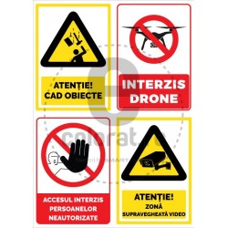 Atentie Cad Obiecte Zona Supravegheata Video Acces Interzis Persoane Interzis Drone v1652