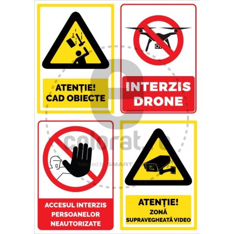Atentie Cad Obiecte Zona Supravegheata Video Acces Interzis Persoane Interzis Drone v1652