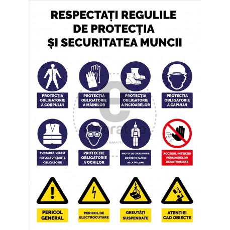 Respectati Regulile de Protectia si Securitatea Muncii v1656 75 cm L x 100 cm H