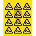 Sticker Atentie Mecanism in Miscare - Set 12 Bucati (7 cm x 6 cm / buc.)
