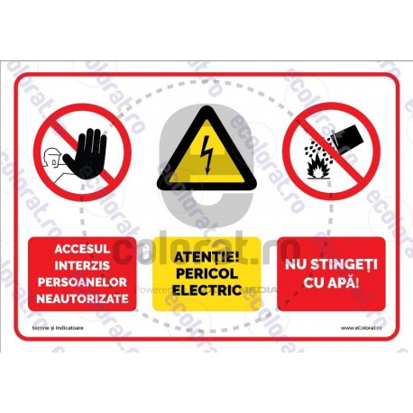 Atentie Acces Interzis Pericol Electric Nu Stingeti cu Apa v1768