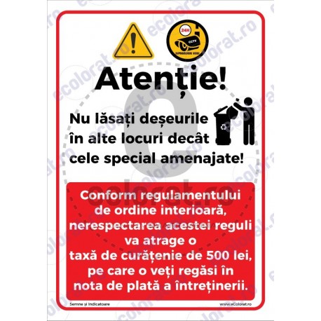 Atentie Nu Lasati Deseuri Decat In Locuri Special Amenajate Taxa v1769