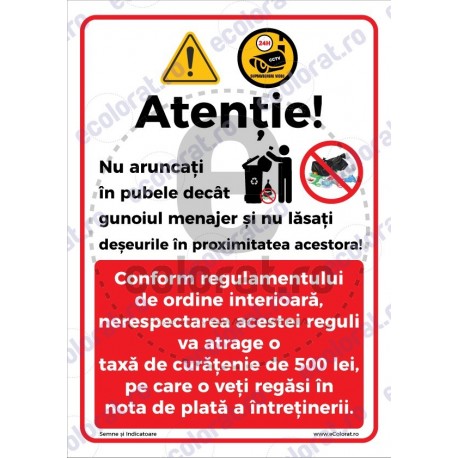 Atentie Nu Aruncati Decat Gunoi Menajer Nu Lasati In Proximitate v1772