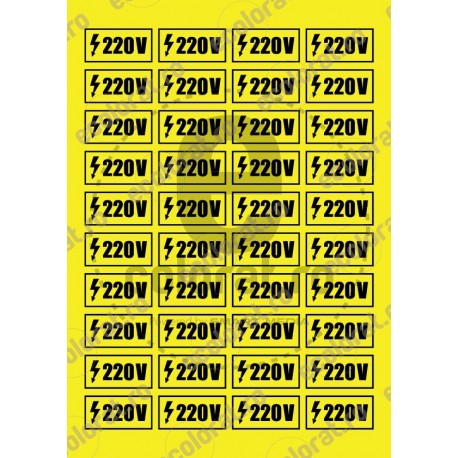 Sticker 220V - Set 40 Bucati (4.2 cm x 2.2 cm / buc.)