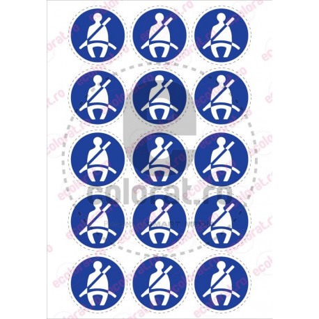 Sticker Purtati Centura de Siguranta Bulina - Set 15 Bucati (5.5 cm x 5.5 cm / buc.)