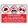 Please Remove No Hats No Hoods No Sunglasses EN v1860