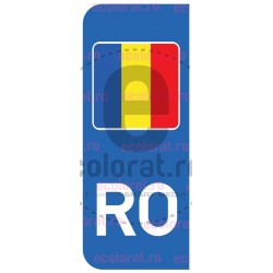 Steag Romania + Indicativ RO Autocolant Sticker Numar Auto