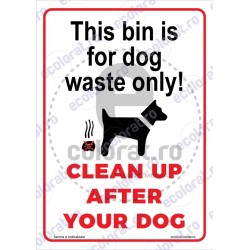 This Bin Is For Dog Waste Only Clean Up After Your Dog EN v1898