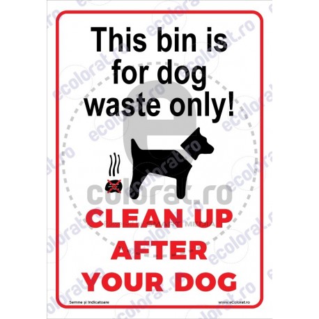 This Bin Is For Dog Waste Only Clean Up After Your Dog EN v1898