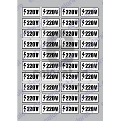 Sticker 220V ALB NEGRU - Set 40 Bucati (4.2 cm x 2.2 cm / buc.)