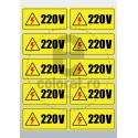 Sticker Atentie Tensiune 220 V - Set 10 Bucati (5 x 10 cm / buc.)