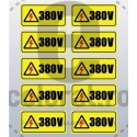 Sticker Atentie Tensiune 380 V - Set 10 Bucati (5 x 2,5 cm / buc.)