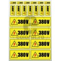 Sticker Atentie Tensiune 380 V - Set 21 Bucati (1.5x3 / 2.5x5 / 5x10 / buc.)